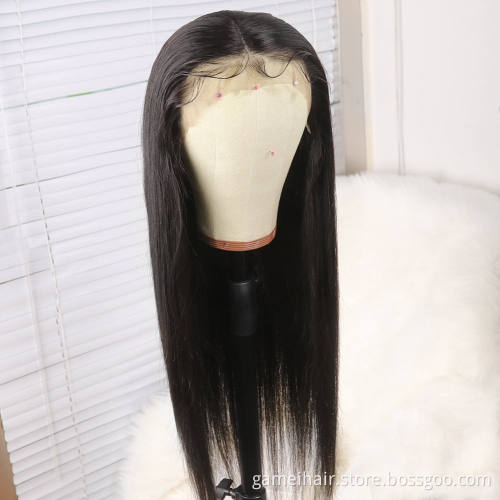 Transparent Lace Frontal Wig Straight 100% Virgin Human Hair Pre Plucked With Baby Hair Peruvian Wholesale Vendor